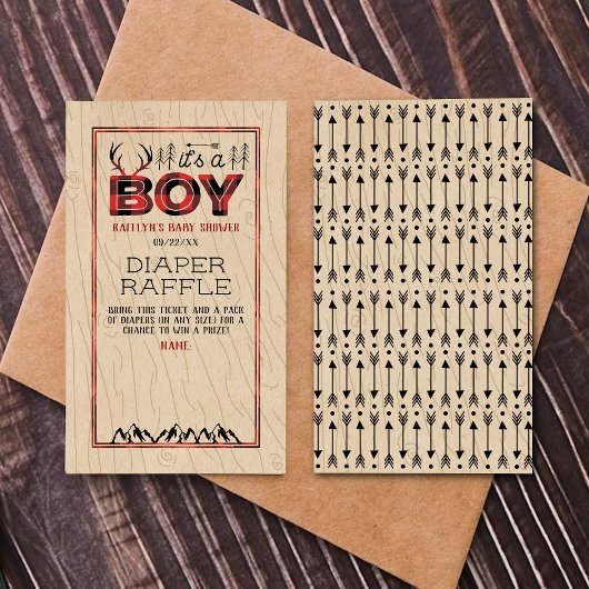 Het is een jongen! Rustic Play Lumberjack Baby sho Informatiekaartje