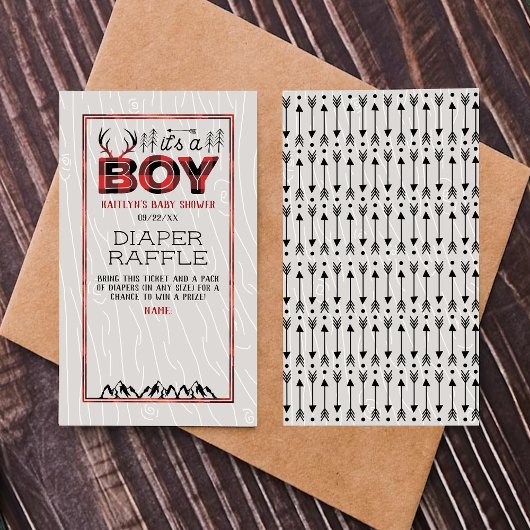 Het is een jongen! Rustic Play Lumberjack Baby sho Informatiekaartje