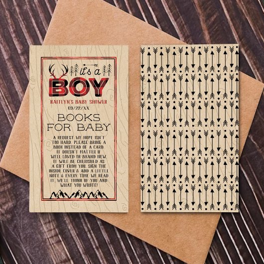 Het is een jongen! Rustic Play Lumberjack Baby sho Informatiekaartje