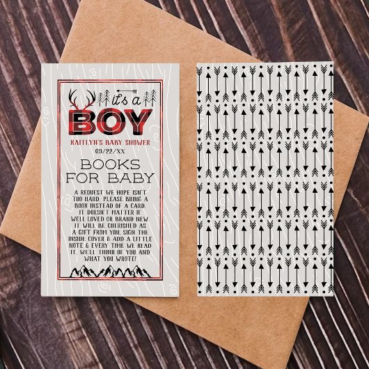 Het is een jongen! Rustic Play Lumberjack Baby sho Informatiekaartje