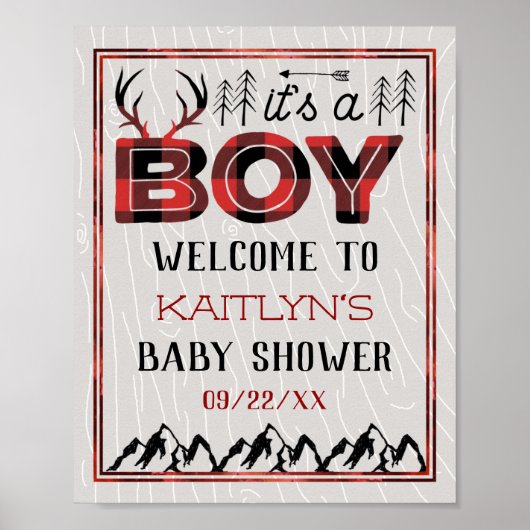 Het is een jongen! Rustic Play Lumberjack Baby sho Poster (Voorkant)