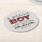 Het is een jongen! Rustic Play Lumberjack Baby sho Ronde Kartonnen Onderzetter (Gebogen)