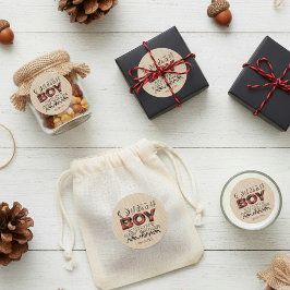 Het is een jongen! Rustic Play Lumberjack Baby sho Ronde Sticker