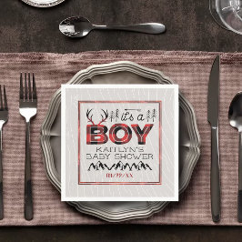 Het is een jongen! Rustic Play Lumberjack Baby sho Servet