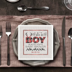 Het is een jongen! Rustic Play Lumberjack Baby sho Servet