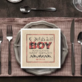 Het is een jongen! Rustic Play Lumberjack Baby sho Servet