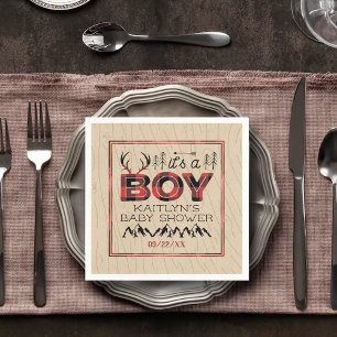 Het is een jongen! Rustic Play Lumberjack Baby sho Servet