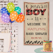 Het is een jongen! Rustic Play Lumberjack Baby sho Spandoek