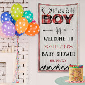 Het is een jongen! Rustic Play Lumberjack Baby sho Spandoek