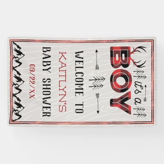 Het is een jongen! Rustic Play Lumberjack Baby sho Spandoek (Horizontaal)