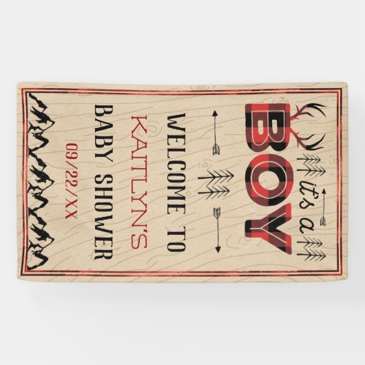 Het is een jongen! Rustic Play Lumberjack Baby sho Spandoek (Horizontaal)