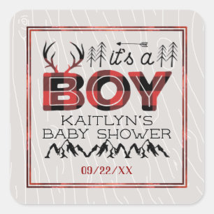 Het is een jongen! Rustic Play Lumberjack Baby sho Vierkante Sticker