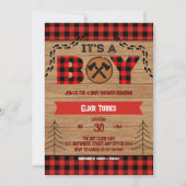 Het is een jongen Rustic Wood Plaid Baby shower Kaart (Voorkant)