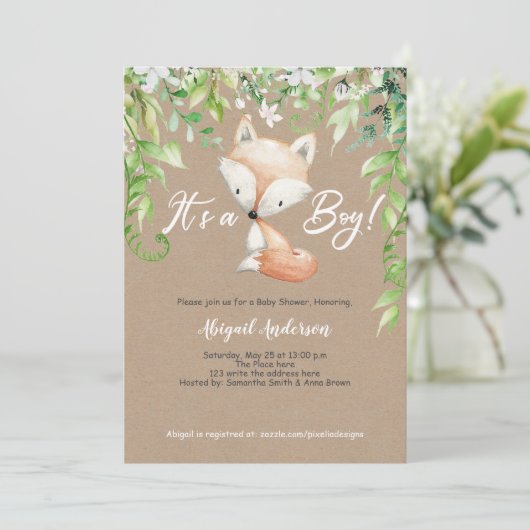 Het is een jongen, Rustic, Woodland, Greenery, Bab Kaart (Staand voorkant)