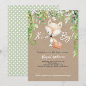 Het is een jongen, Rustic, Woodland, Greenery, Bab Kaart (Voorkant / Achterkant)