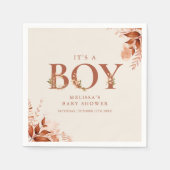 Het is een jongen Rustieke bloemletter Herfst baby Servet (Voorkant)