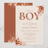 Het is een jongen rustieke Herfst bloemige brief B Kaart (Voorkant / Achterkant)