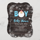 Het is een jongen Rustieke houten Kerstman Baby Sh Kaart (Voorkant / Achterkant)