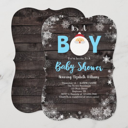 Het is een jongen Rustieke houten Kerstman Baby Sh Kaart (Voorkant / Achterkant)