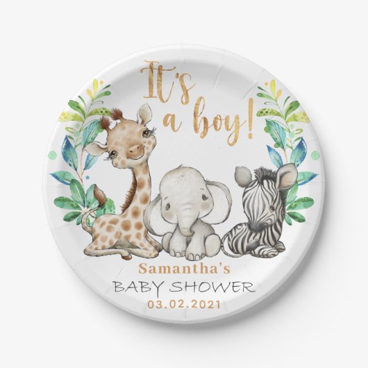 Het is een jongen! Safari Baby shower Bord (Voorkant)