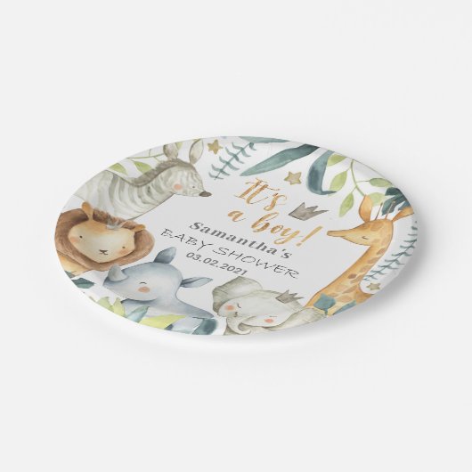 Het is een jongen! Safari Baby shower Bord (Gekanteld)