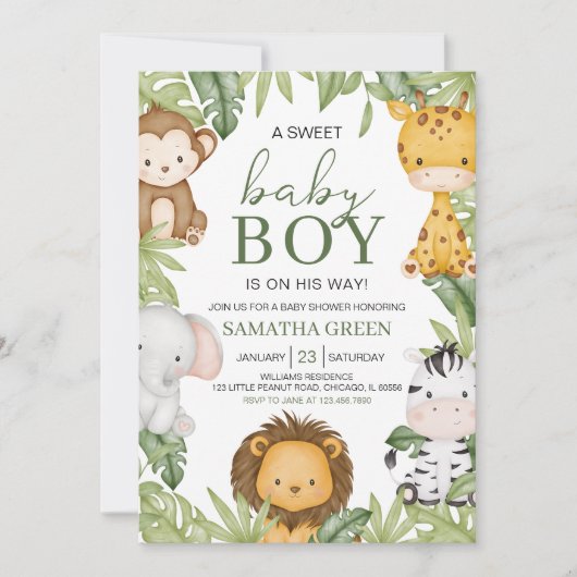 Het is een jongen Safari Baby Shower Kaart (Voorkant)