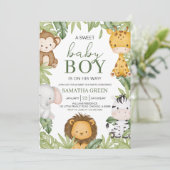 Het is een jongen Safari Baby Shower Kaart (Staand voorkant)