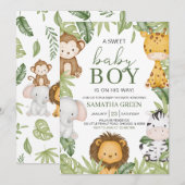 Het is een jongen Safari Baby Shower Kaart (Voorkant / Achterkant)