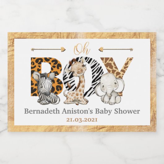 Het is een Jongen Safari Baby shower Party Sparkling Wijnetiket (Enkel label)