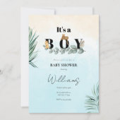 Het is een jongen safari dier baby shower kaart (Voorkant)