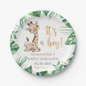 Het is een jongen! Safari Giraffe Baby shower Bord (Voorkant)
