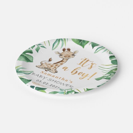 Het is een jongen! Safari Giraffe Baby shower Bord (Gekanteld)