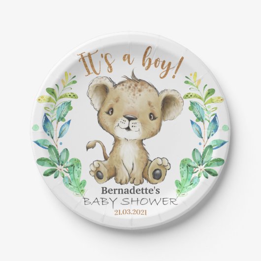 Het is een jongen! Safari Lion Baby shower Bord (Voorkant)
