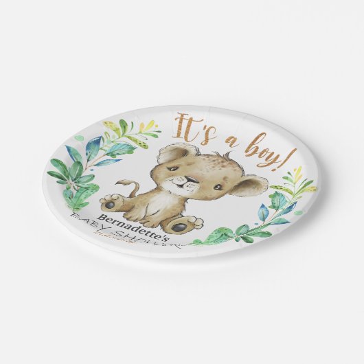 Het is een jongen! Safari Lion Baby shower Bord (Gekanteld)