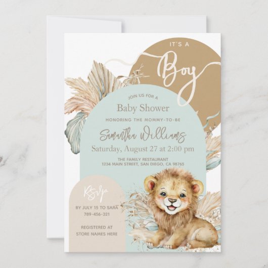 Het is een jongen Safari Theme Lion Baby shower Kaart (Voorkant)