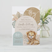 Het is een jongen Safari Theme Lion Baby shower Kaart (Staand voorkant)