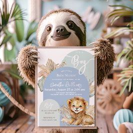 Het is een jongen Safari Theme Lion Baby shower Kaart