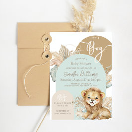 Het is een jongen Safari Theme Lion Baby shower Kaart