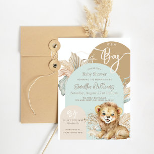 Het is een jongen Safari Theme Lion Baby shower Kaart