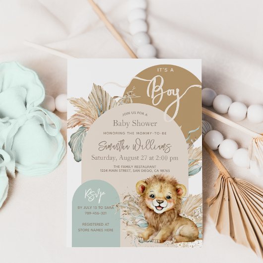 Het is een jongen Safari Theme Lion Baby shower Kaart