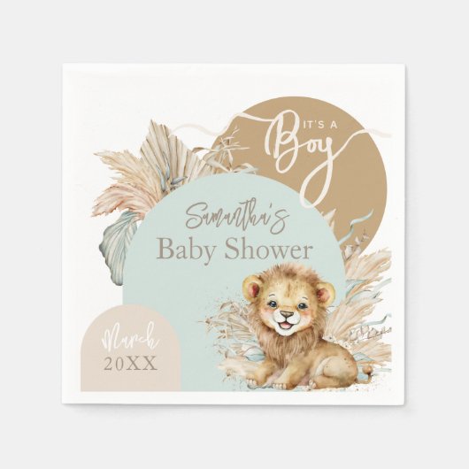 Het is een jongen Safari Theme Lion Baby shower Servet (Voorkant)