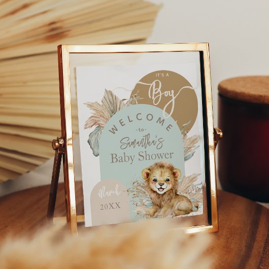 Het is een jongen Safari Theme Lion Baby shower We Poster