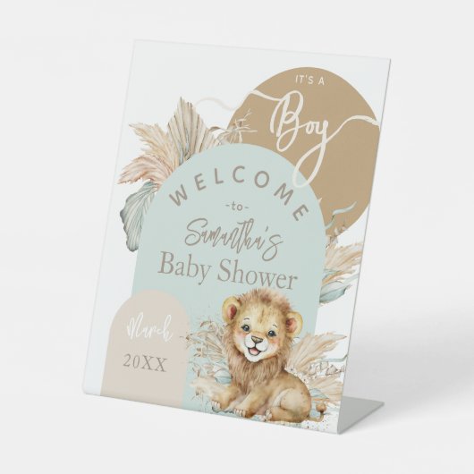 Het is een jongen Safari Theme Lion Baby shower We Reclamebord Met Voetstuk (Voorkant)
