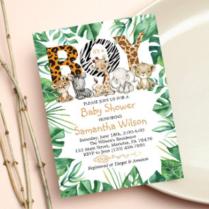 Het is een jongen! Safari Wild Baby shower Party Kaart