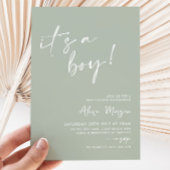 Het is een jongen! Sage Groen Minimaal Baby shower Kaart