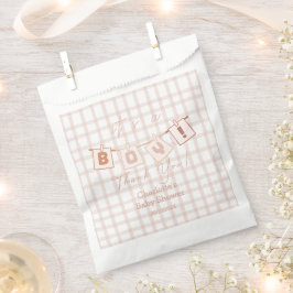 Het is een jongen! Schattige Brown Gingham Notedry Bedankzakje