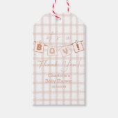 Het is een jongen! Schattige Brown Gingham Notedry Cadeaulabel (Voorkant)