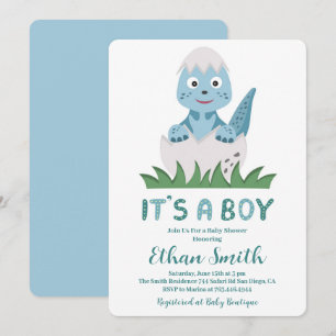 Het is een jongen Schattige Dinosaur Baby Shower U Kaart