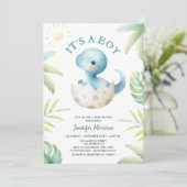 Het is een jongen! Schattige Dinosaur Boy Baby sho Kaart (Staand voorkant)