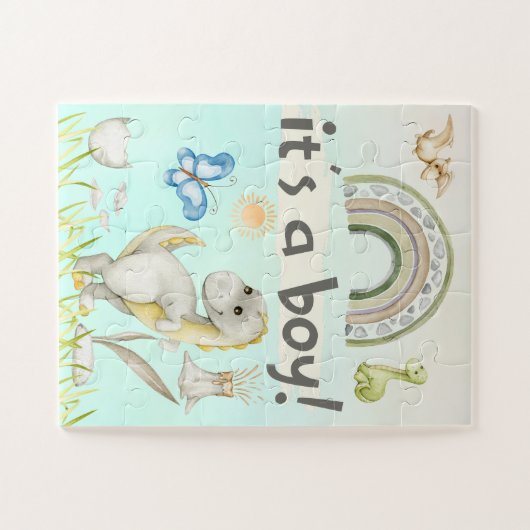 Het is een jongen schattige dinosaurussen Geslacht Legpuzzel (Horizontaal)